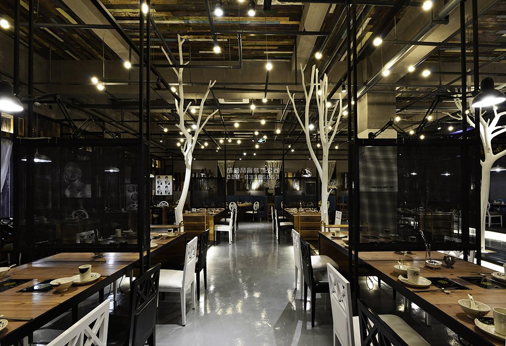 400平工業(yè)風火鍋店裝修效果圖